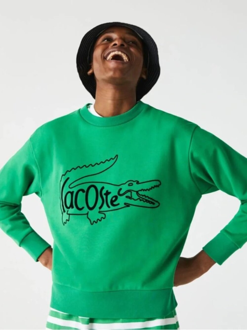 LACOSTE green alligator long sleeve pullover sweatshirt crew Women 42 size